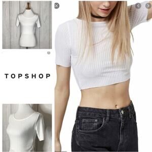 NWT Topshop Women’s Basic Ribbed Croptop White Multiple Sizes